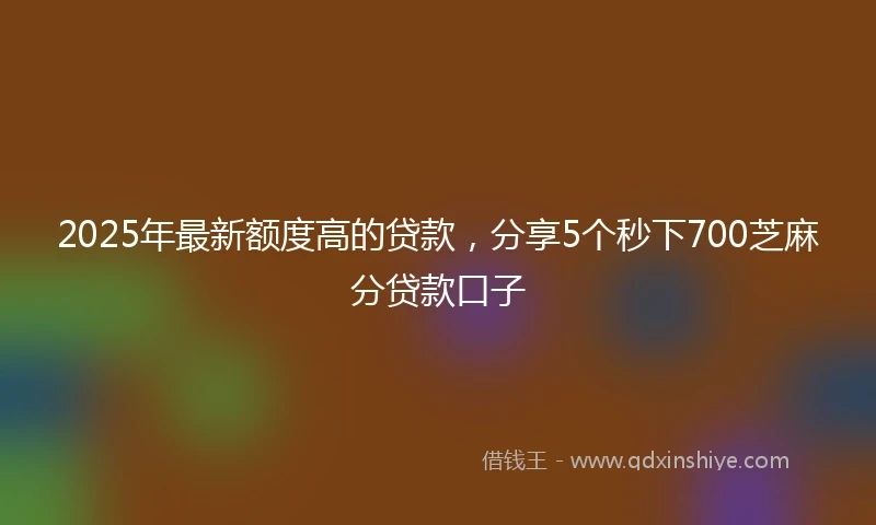 2025年最新额度高的贷款，分享5个秒下700芝麻分贷款口子
