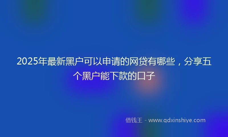 2025年最新黑户可以申请的网贷有哪些，分享五个黑户能下款的口子