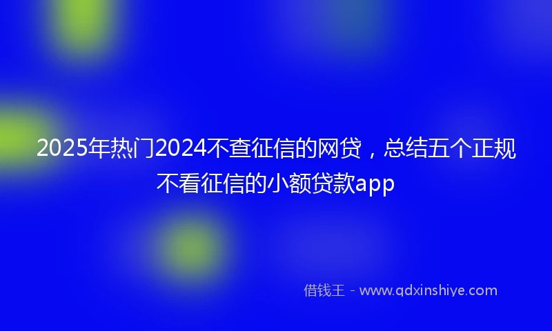 2025年热门2024不查征信的网贷，总结五个正规不看征信的小额贷款app