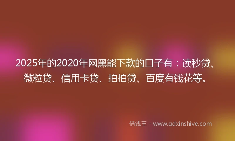 2025年的2020年网黑能下款的口子有：读秒贷、微粒贷、信用卡贷、拍拍贷、百度有钱花等。