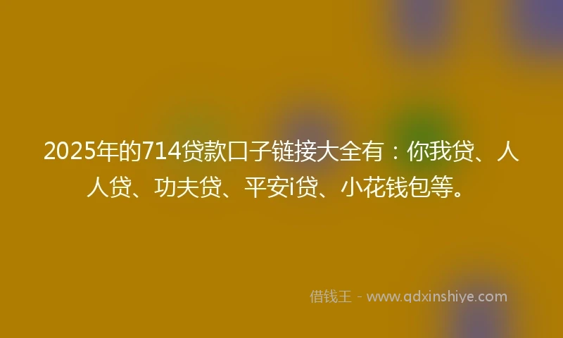 2025年的714贷款口子链接大全有：你我贷、人人贷、功夫贷、平安i贷、小花钱包等。