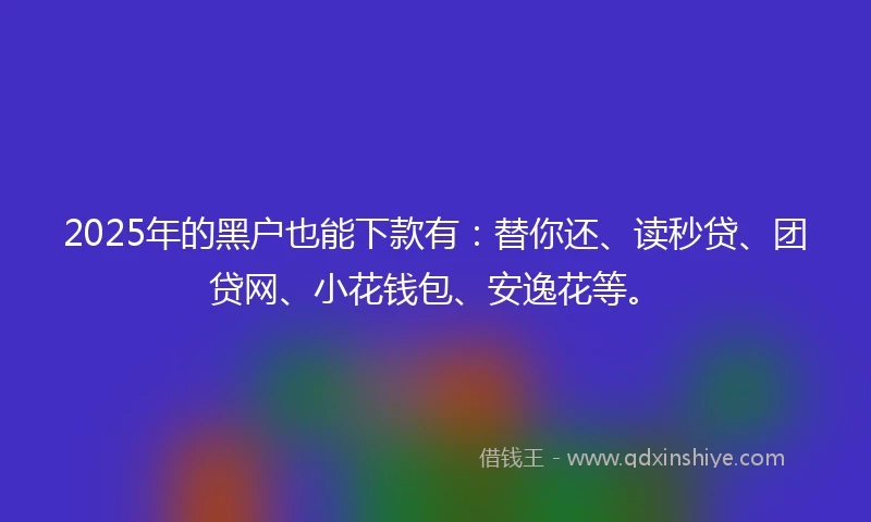 2025年的黑户也能下款有：替你还、读秒贷、团贷网、小花钱包、安逸花等。