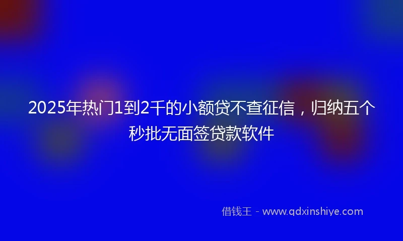 2025年热门1到2千的小额贷不查征信，归纳五个秒批无面签贷款软件