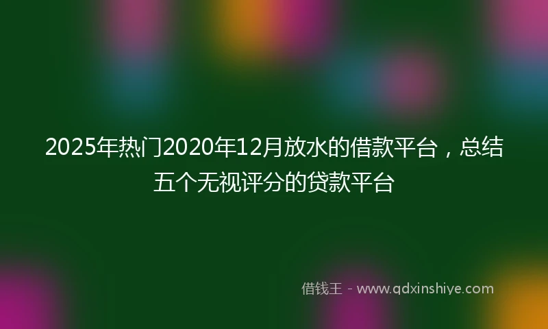 2025年热门2020年12月放水的借款平台，总结五个无视评分的贷款平台