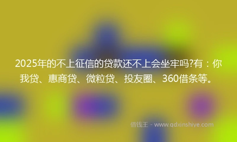 2025年的不上征信的贷款还不上会坐牢吗?有：你我贷、惠商贷、微粒贷、投友圈、360借条等。