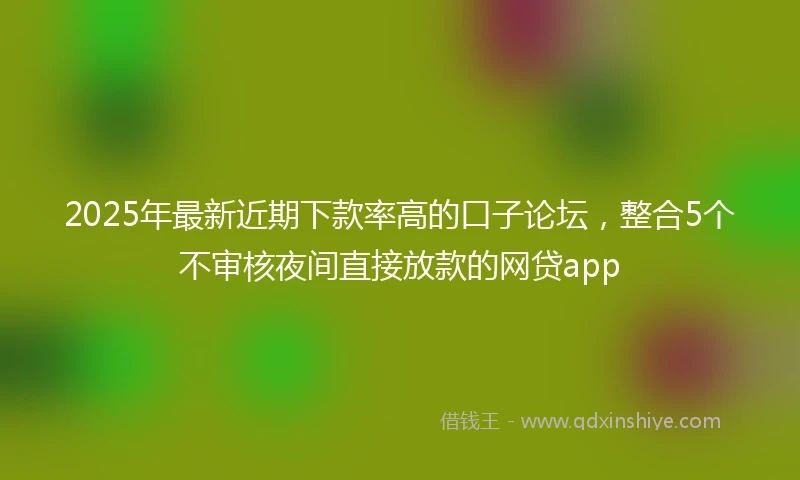 2025年最新近期下款率高的口子论坛，整合5个不审核夜间直接放款的网贷app