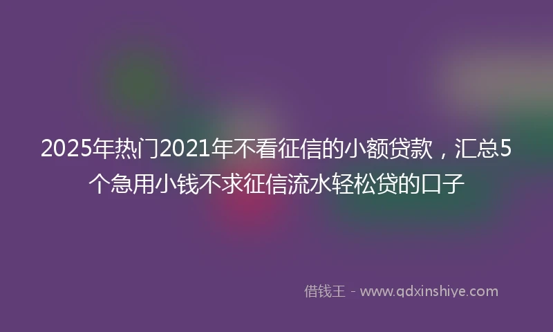 2025年热门2021年不看征信的小额贷款，汇总5个急用小钱不求征信流水轻松贷的口子