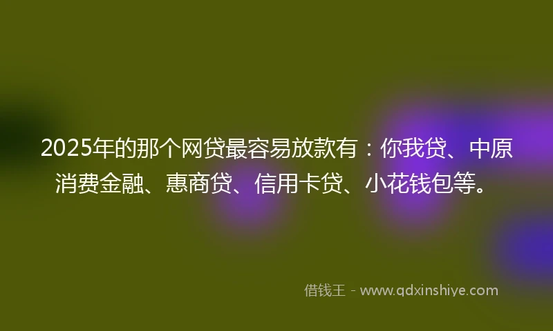 2025年的那个网贷最容易放款有：你我贷、中原消费金融、惠商贷、信用卡贷、小花钱包等。