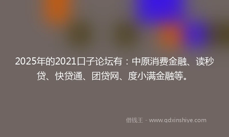 2025年的2021口子论坛有：中原消费金融、读秒贷、快贷通、团贷网、度小满金融等。