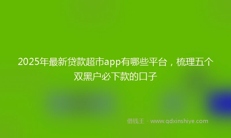 2025年最新贷款超市app有哪些平台，梳理五个双黑户必下款的口子