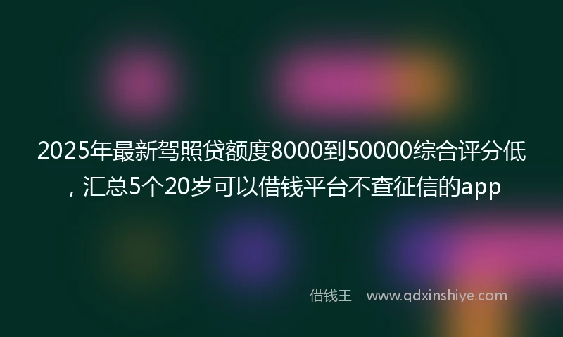 2025年最新驾照贷额度8000到50000综合评分低，汇总5个20岁可以借钱平台不查征信的app