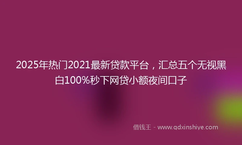 2025年热门2021最新贷款平台，汇总五个无视黑白100%秒下网贷小额夜间口子
