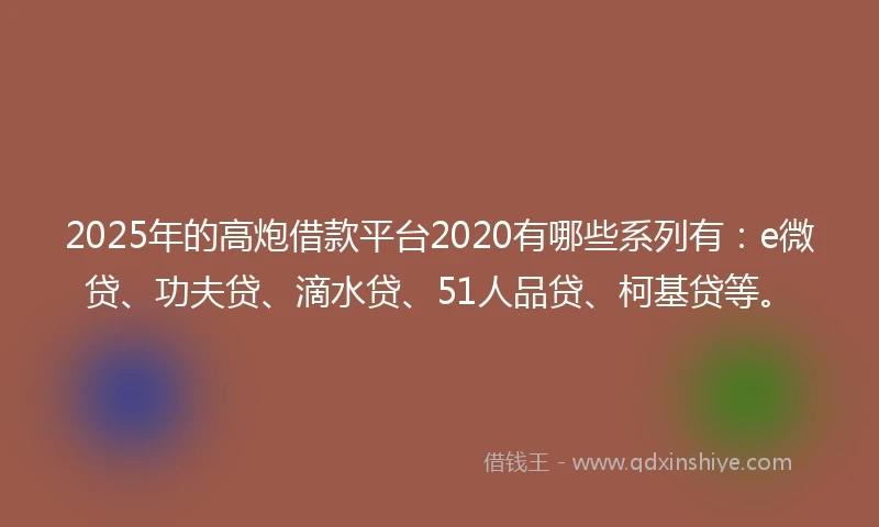 2025年的高炮借款平台2020有哪些系列有：e微贷、功夫贷、滴水贷、51人品贷、柯基贷等。