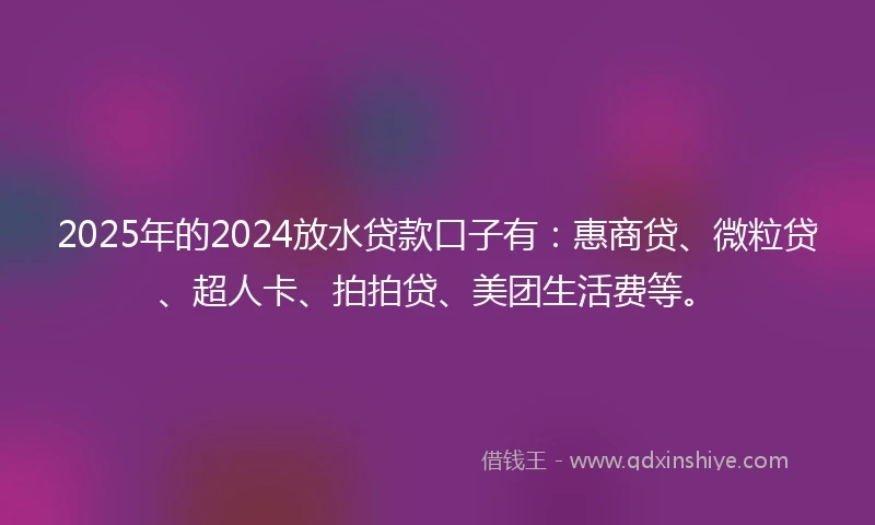 2025年的2024放水贷款口子有：惠商贷、微粒贷、超人卡、拍拍贷、美团生活费等。