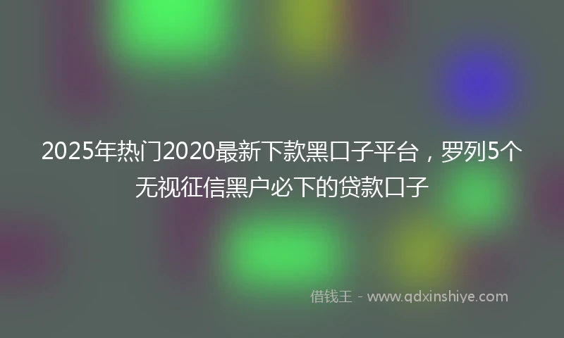 2025年热门2020最新下款黑口子平台，罗列5个无视征信黑户必下的贷款口子
