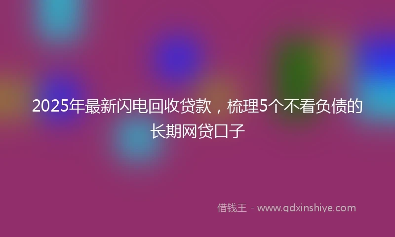 2025年最新闪电回收贷款，梳理5个不看负债的长期网贷口子