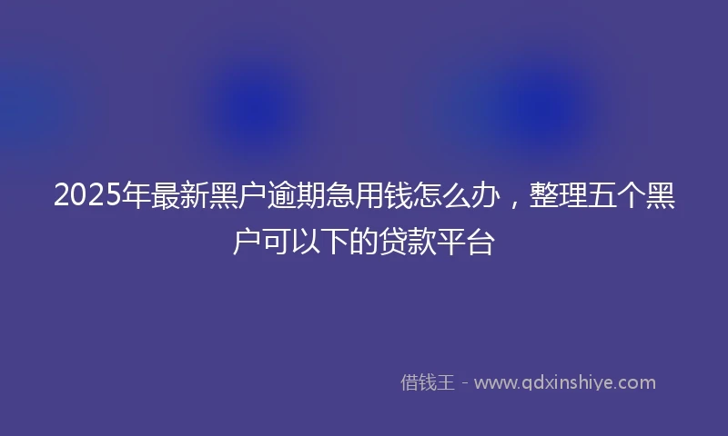 2025年最新黑户逾期急用钱怎么办，整理五个黑户可以下的贷款平台