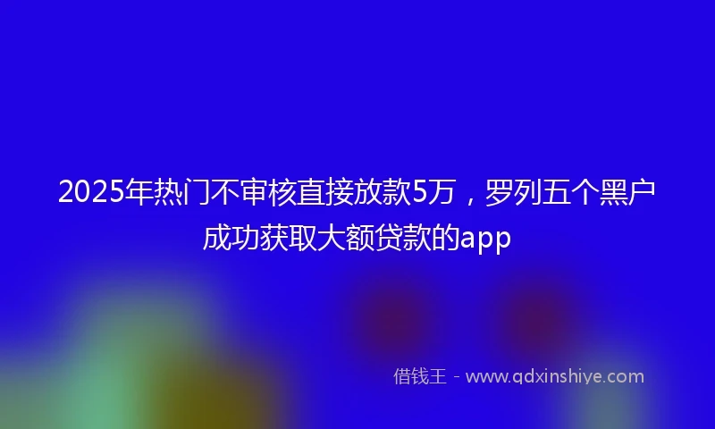 2025年热门不审核直接放款5万，罗列五个黑户成功获取大额贷款的app