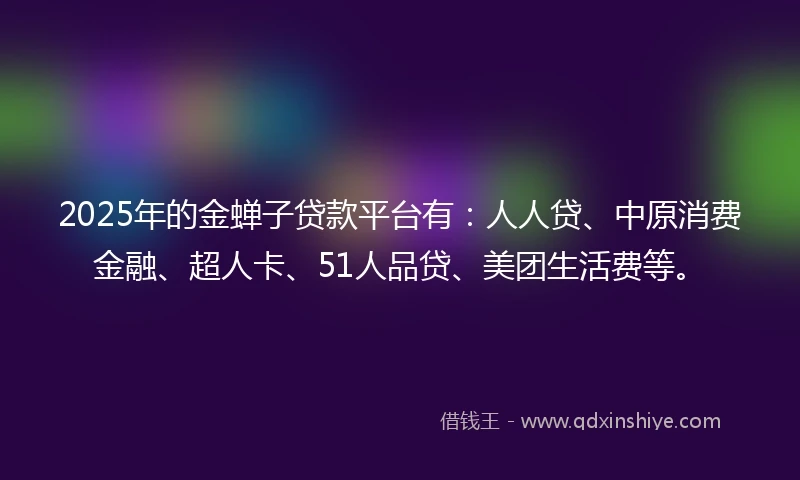 2025年的金蝉子贷款平台有：人人贷、中原消费金融、超人卡、51人品贷、美团生活费等。