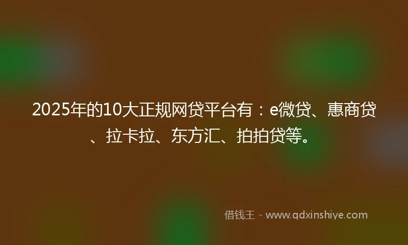 2025年的10大正规网贷平台有：e微贷、惠商贷、拉卡拉、东方汇、拍拍贷等。