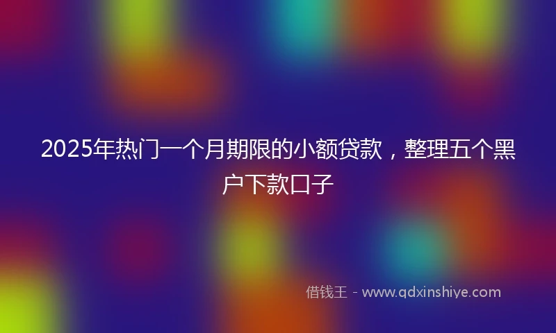 2025年热门一个月期限的小额贷款，整理五个黑户下款口子