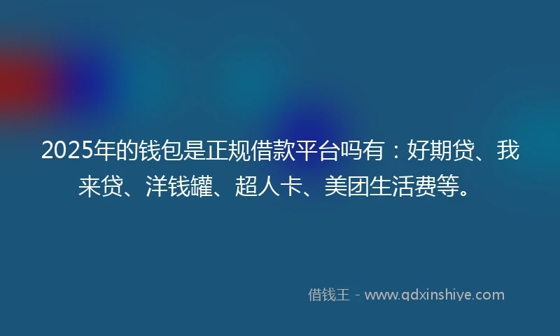 2025年的钱包是正规借款平台吗有：好期贷、我来贷、洋钱罐、超人卡、美团生活费等。