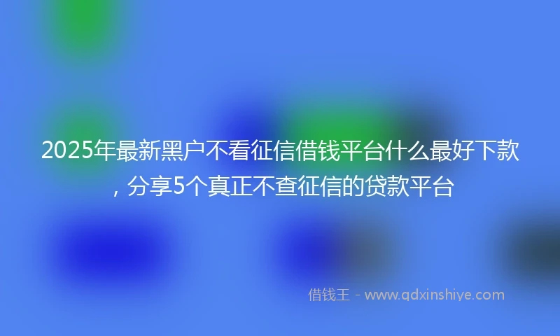 2025年最新黑户不看征信借钱平台什么最好下款，分享5个真正不查征信的贷款平台