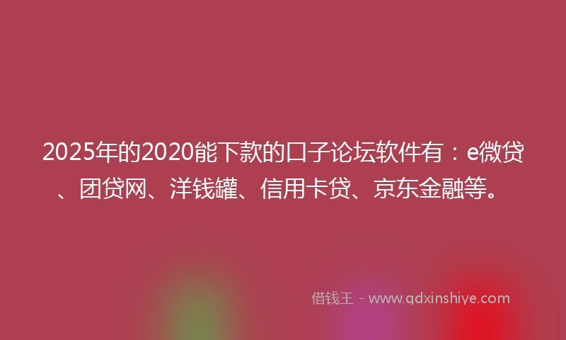 2025年的2020能下款的口子论坛软件有：e微贷、团贷网、洋钱罐、信用卡贷、京东金融等。