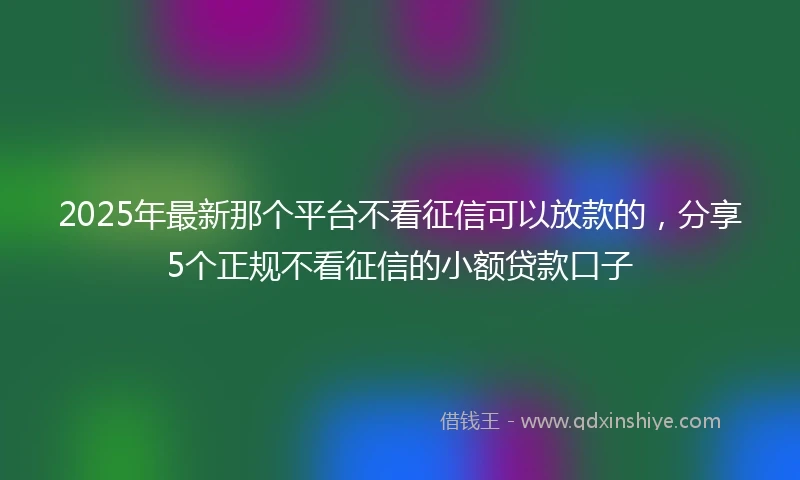 2025年最新那个平台不看征信可以放款的，分享5个正规不看征信的小额贷款口子