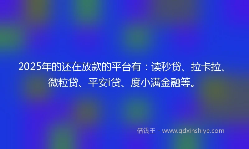 2025年的还在放款的平台有：读秒贷、拉卡拉、微粒贷、平安i贷、度小满金融等。