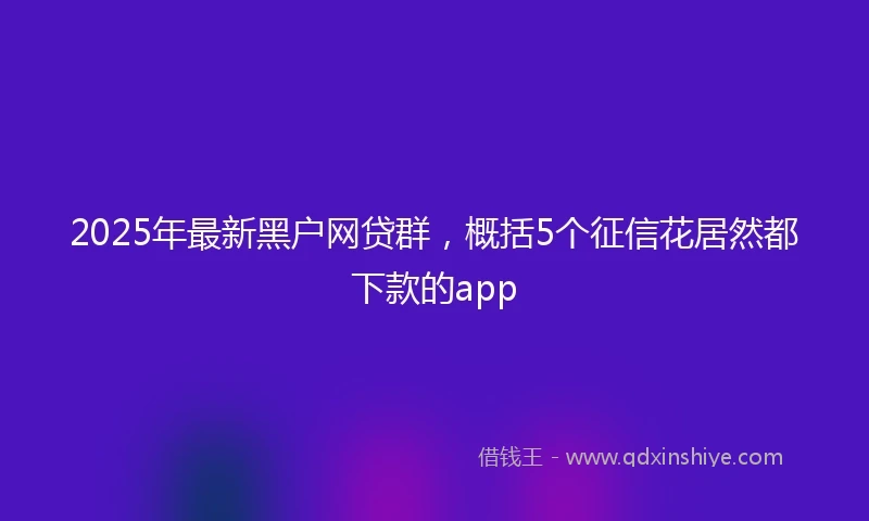 2025年最新黑户网贷群，概括5个征信花居然都下款的app