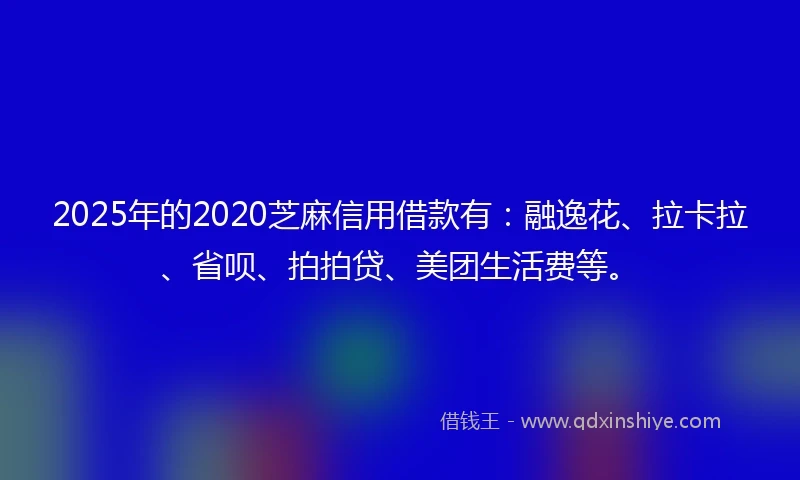 2025年的2020芝麻信用借款有：融逸花、拉卡拉、省呗、拍拍贷、美团生活费等。