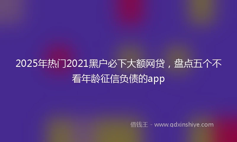 2025年热门2021黑户必下大额网贷，盘点五个不看年龄征信负债的app
