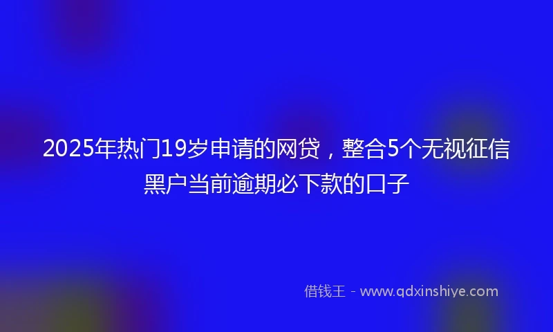 2025年热门19岁申请的网贷，整合5个无视征信黑户当前逾期必下款的口子