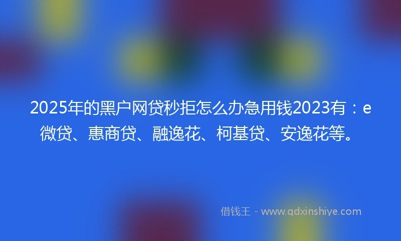 2025年的黑户网贷秒拒怎么办急用钱2023有：e微贷、惠商贷、融逸花、柯基贷、安逸花等。