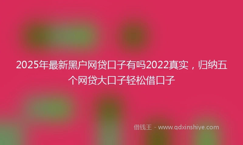 2025年最新黑户网贷口子有吗2022真实，归纳五个网贷大口子轻松借口子