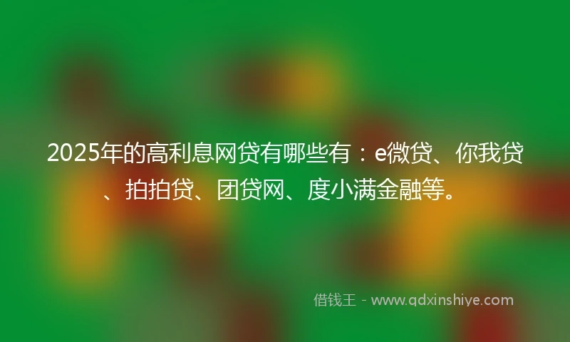 2025年的高利息网贷有哪些有：e微贷、你我贷、拍拍贷、团贷网、度小满金融等。