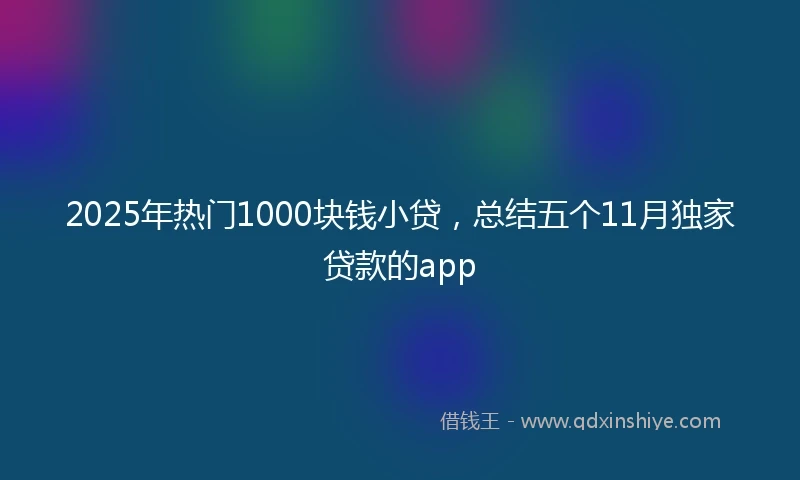 2025年热门1000块钱小贷，总结五个11月独家贷款的app
