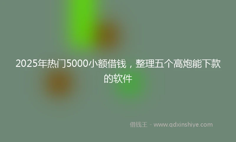 2025年热门5000小额借钱，整理五个高炮能下款的软件