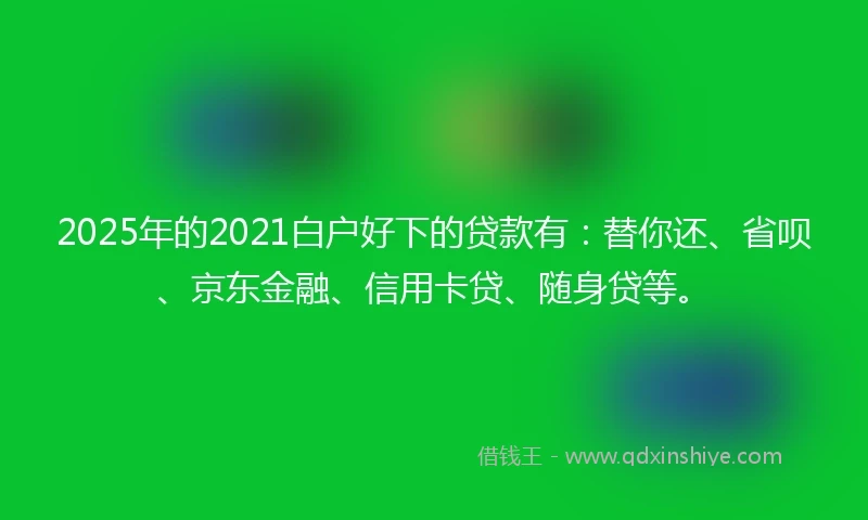 2025年的2021白户好下的贷款有：替你还、省呗、京东金融、信用卡贷、随身贷等。