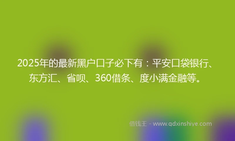 2025年的最新黑户口子必下有：平安口袋银行、东方汇、省呗、360借条、度小满金融等。