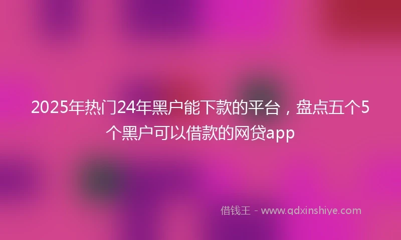 2025年热门24年黑户能下款的平台，盘点五个5个黑户可以借款的网贷app