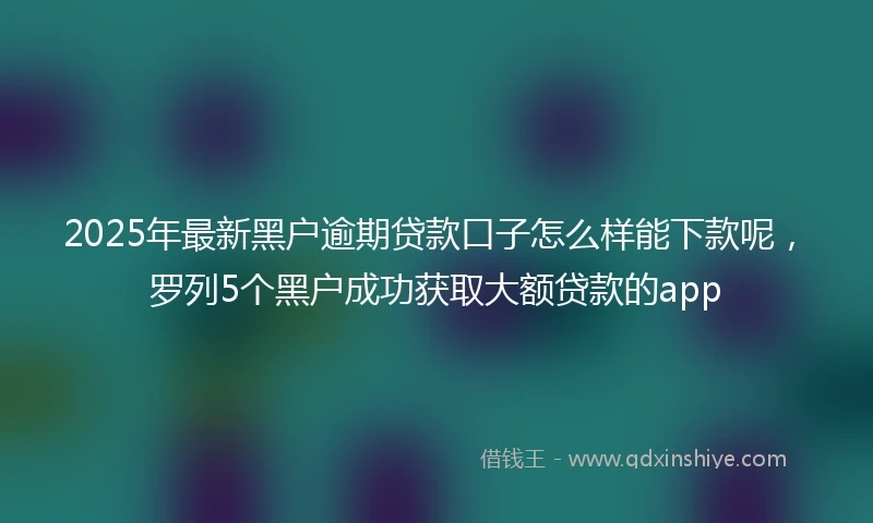 2025年最新黑户逾期贷款口子怎么样能下款呢，罗列5个黑户成功获取大额贷款的app