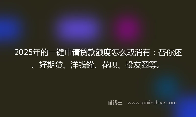 2025年的一键申请贷款额度怎么取消有：替你还、好期贷、洋钱罐、花呗、投友圈等。