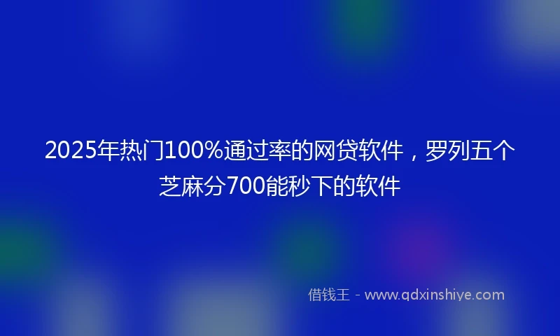 2025年热门100%通过率的网贷软件，罗列五个芝麻分700能秒下的软件