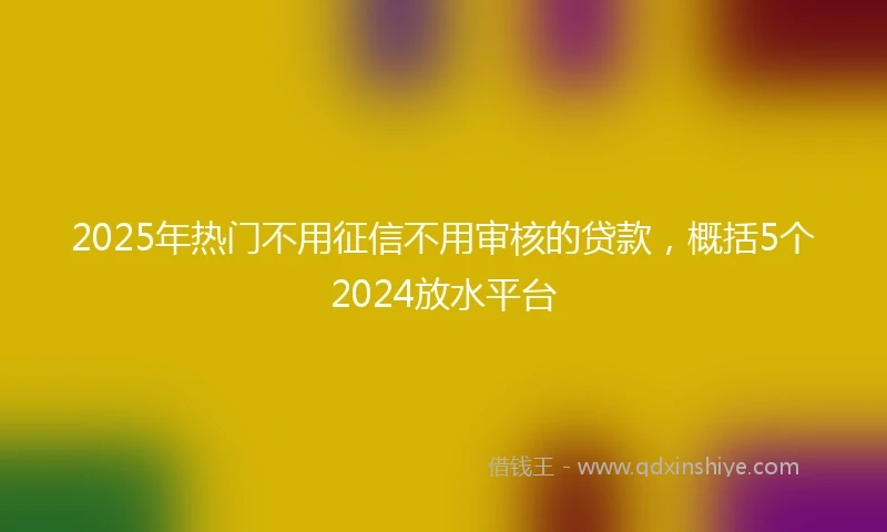 2025年热门不用征信不用审核的贷款，概括5个2024放水平台