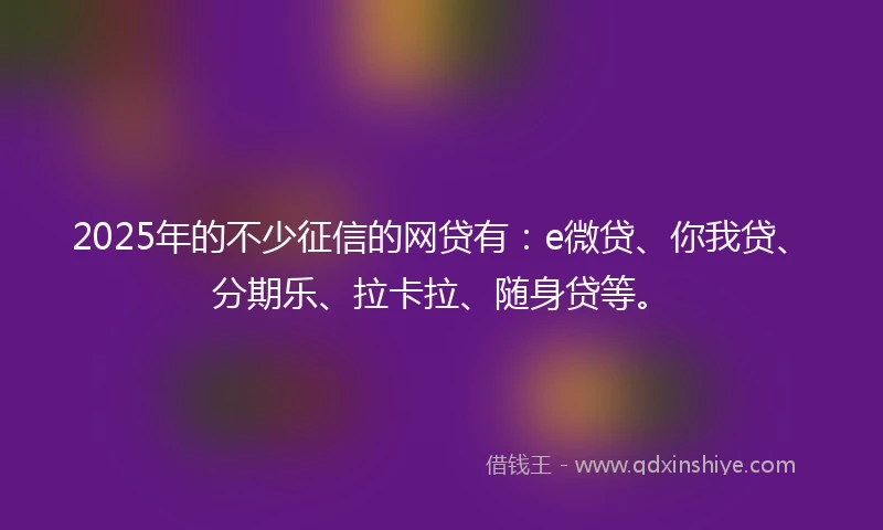 2025年的不少征信的网贷有：e微贷、你我贷、分期乐、拉卡拉、随身贷等。