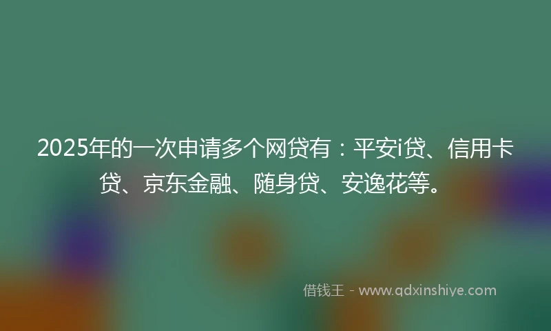 2025年的一次申请多个网贷有：平安i贷、信用卡贷、京东金融、随身贷、安逸花等。