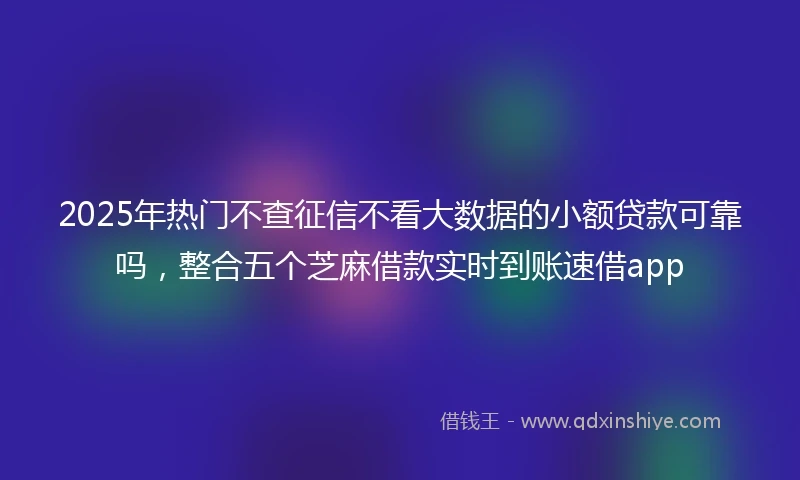 2025年热门不查征信不看大数据的小额贷款可靠吗，整合五个芝麻借款实时到账速借app