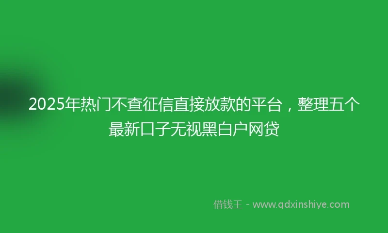 2025年热门不查征信直接放款的平台，整理五个最新口子无视黑白户网贷
